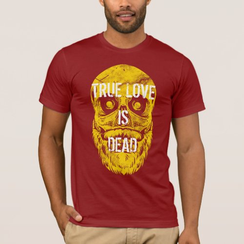 True Love Is Dead Big Yellow Bearded Skull T_Shirt