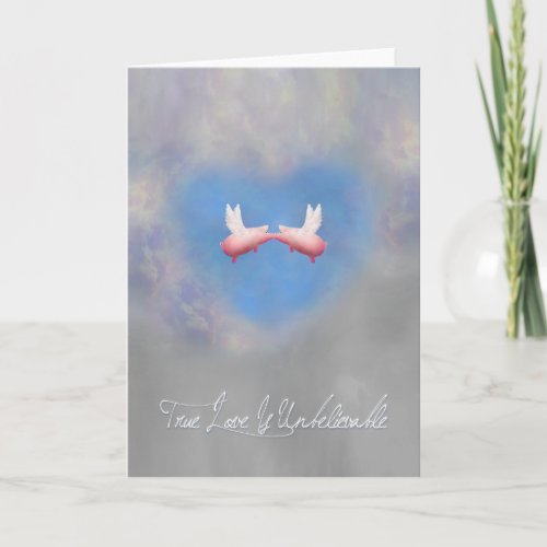 True Love is Unbelievable_Flying pigs in love Holiday Card