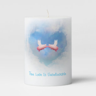 True Love Is Unbelievable-Flying Pigs Kissing Pillar Candle