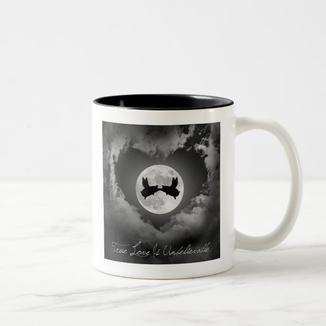 True Love Is Unbelievable-Flying Pigs Kissing Two-Tone Coffee Mug (Right)