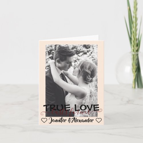True Love Lasts Forever Cute Couple Heart Card