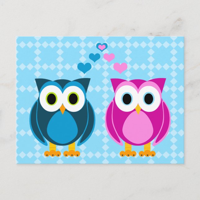 True Love - Owl Cartoon Postcard (Front)