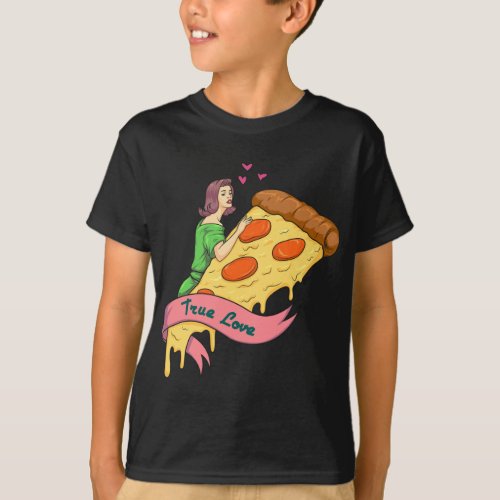 True Love Pizza Slice Retro Romance Novel Design _ T_Shirt