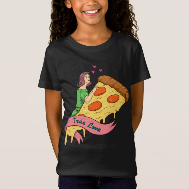 True Love Pizza Slice Retro Romance Novel Design - T-Shirt (Front)