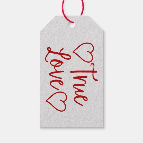 True Love Red Glitter Valentines Gift Tags