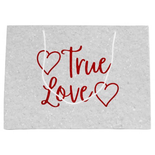 True Love Red Glitter Valentines Large Gift Bag