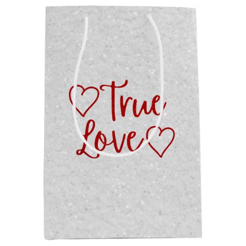 True Love Red Glitter Valentines Medium Gift Bag