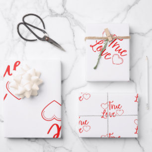 True Love Red Valentine's Wrapping Paper Sheets