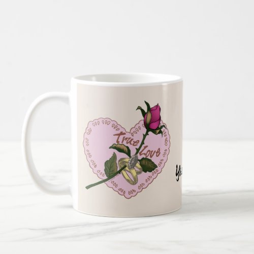 True Love Rings Rose custom name Mug