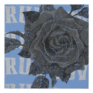 True Love Rose Romantic Valentine's Day B&W Faux Canvas Print