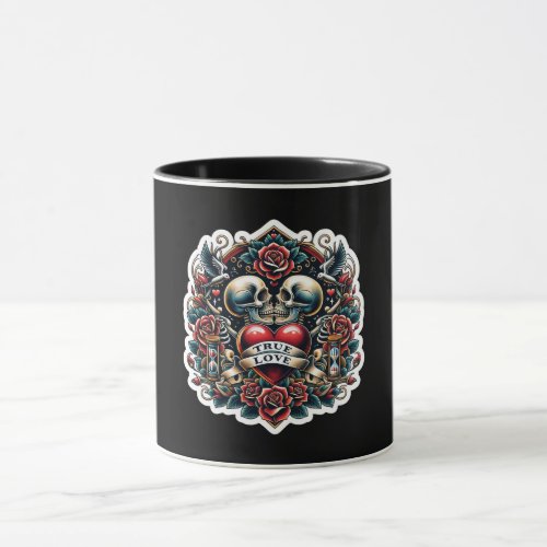 True Love Skeleton Heart Tattoo Look Mug