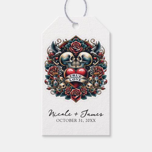 True Love Skeleton Heart Tattoo Wedding Gift Tags