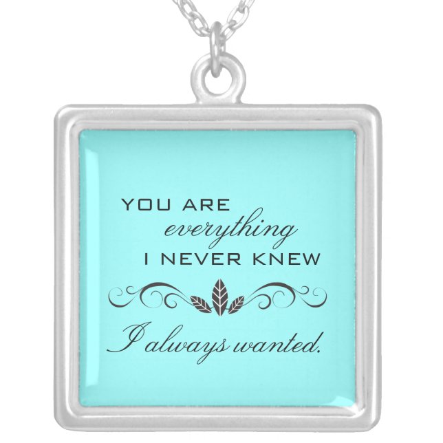True Love Sterling Silver Necklace {teal} (Front)