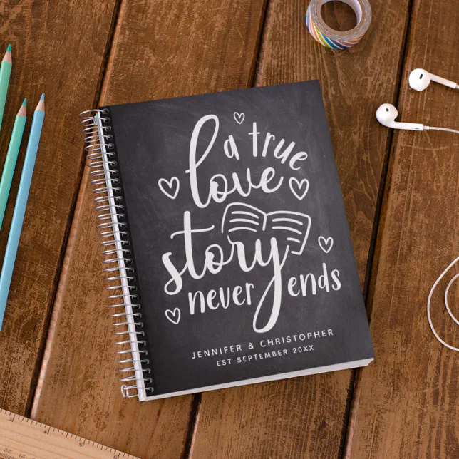 True Love Story Never Ends Couple's Scrapbook Notebook
