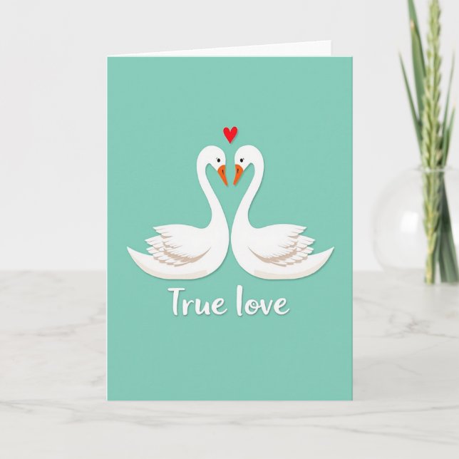 True Love Swans Heart Card (Front)