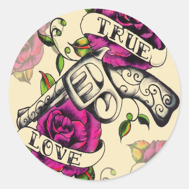 True Love tattoo art style Stickers (Front)