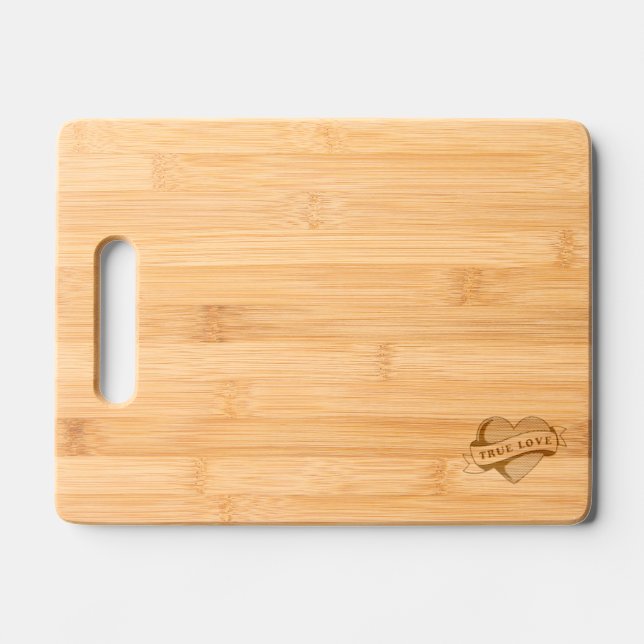 True Love Tattoo Heart | Classic Romance Design Engraved Cutting Board (Front)