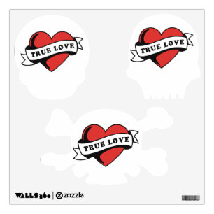 True Love Tattoo Heart   Classic Romance Design Wall Decal
