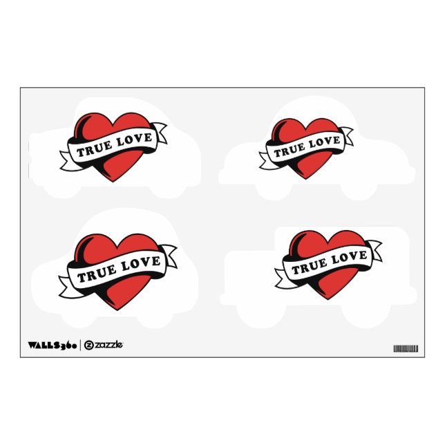 True Love Tattoo Heart | Classic Romance Design Wall Decal (Front)
