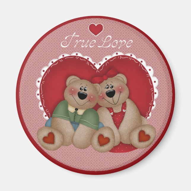 True Love Teddy Bears Valentine's Day Magnet (Front)