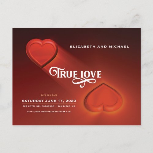 True Love Two Hearts Save The Date Postcard