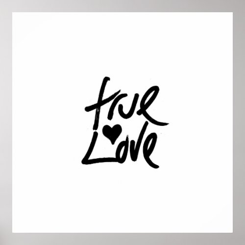 True Love Typography and Painted Heart Poster