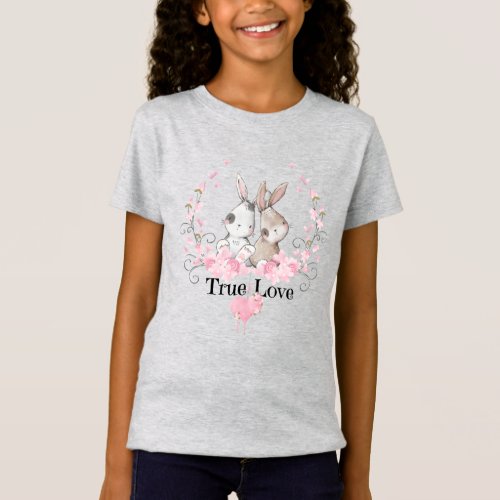 True Love Valentine Bunny Wreath T_Shirt