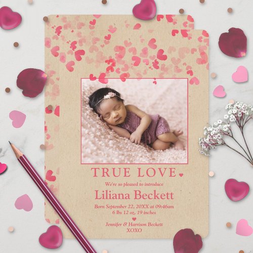 True Love Valentine Photo Birth Announcement