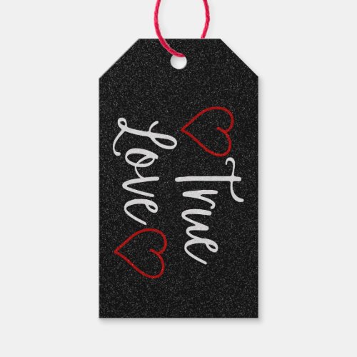 True Love White Glitter Valentines Gift Tags