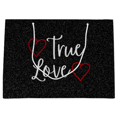 True Love White Glitter Valentines Large Gift Bag