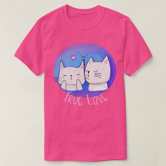 True Love with Cats and a kiss T-Shirt (Design Front)