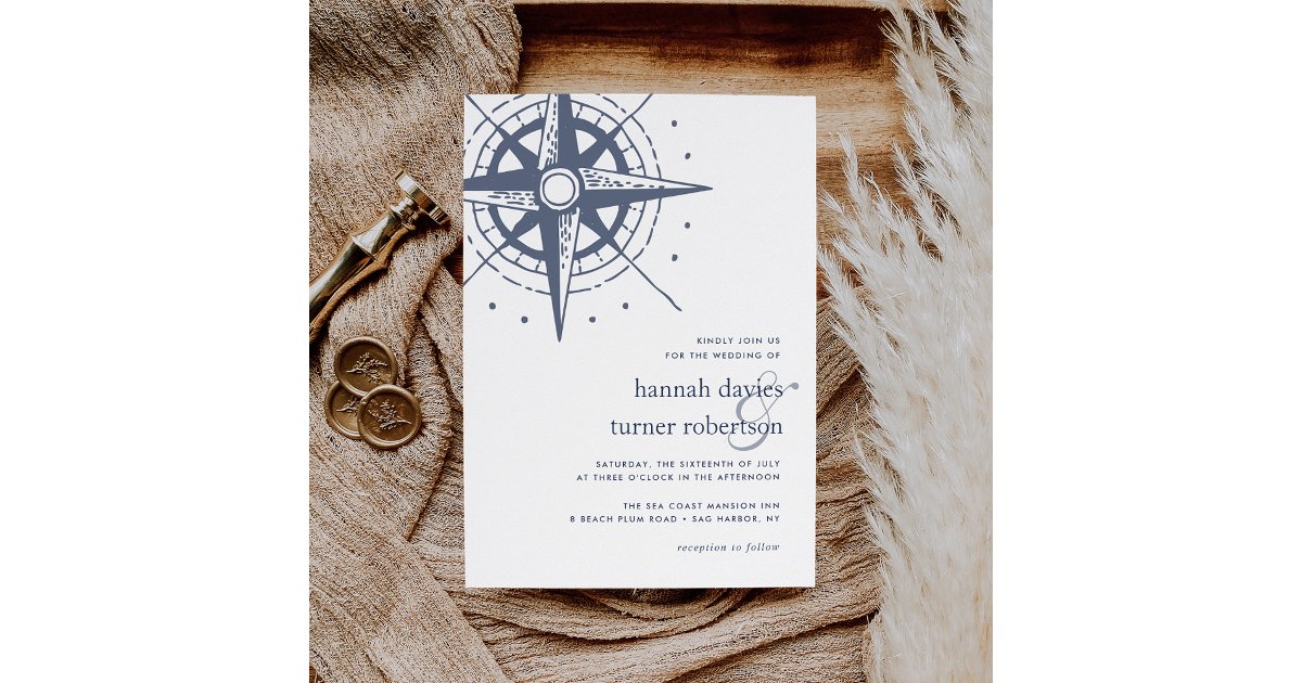 true-north-coastal-blue-compass-wedding-invitation-zazzle