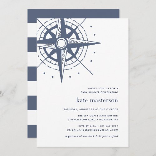 True North  Nautical Baby Shower Invitation