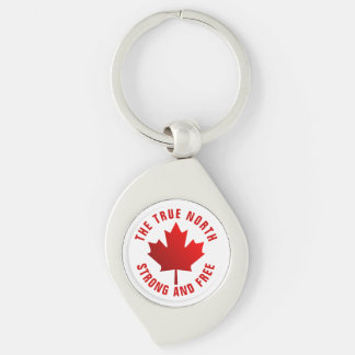 True North Strong and Free Red Maple Leaf Keychain