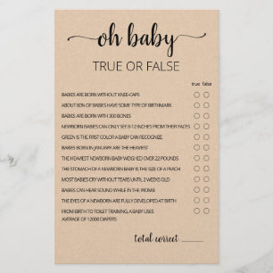 True or False Game Baby Trivia game with Answers