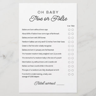 True or False Game Baby Trivia game with Answers