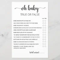 True or false baby shower quiz baby quiz Camo baby shower 