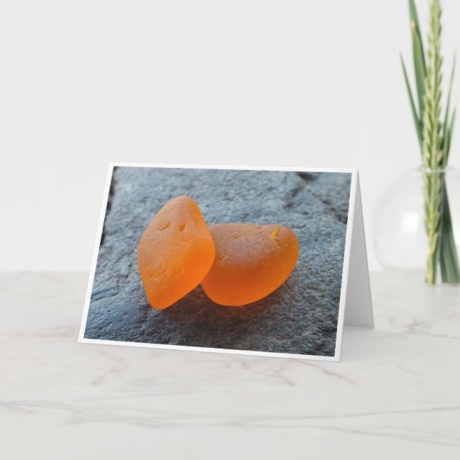 True Orange Sea Glass Nuggets Greeting Card (Front)