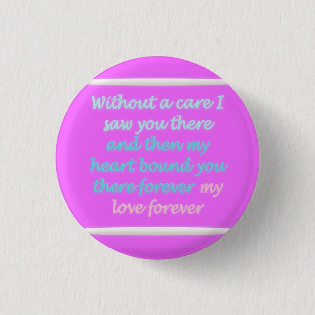True Romance poem pattern pink Button (Front)