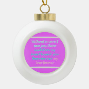 True Romance poem pattern pink Ceramic Ball Christmas Ornament