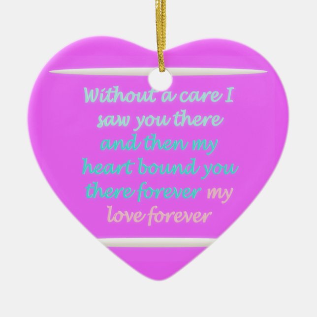 True Romance poem pattern pink Ceramic Ornament (Front)