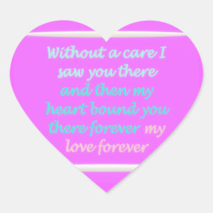 True Romance poem pattern pink Heart Sticker