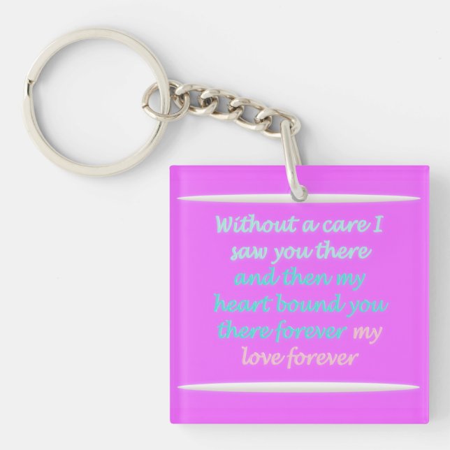 True Romance poem pattern pink Keychain (Front)