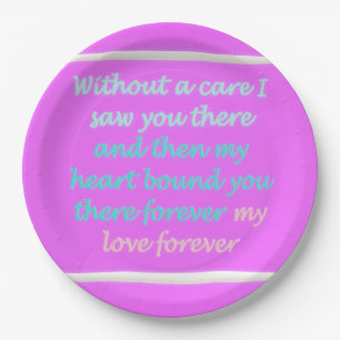 True Romance poem pattern pink Paper Plates