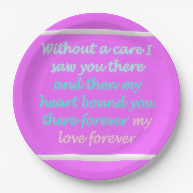 True Romance poem pattern pink Paper Plates (Front)