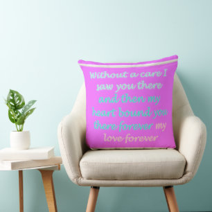 True Romance poem pattern pink Throw Pillow