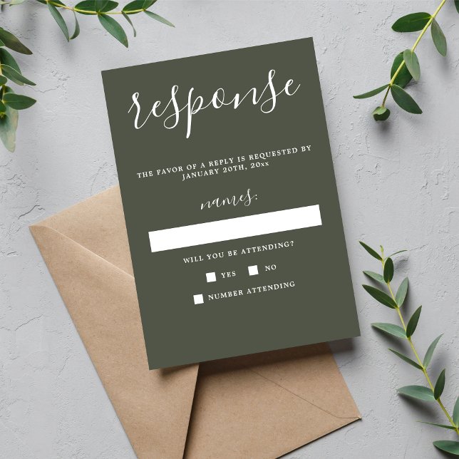 True Simplicity 1 Camo Green Minimal Wedding RSVP (Creator Uploaded)