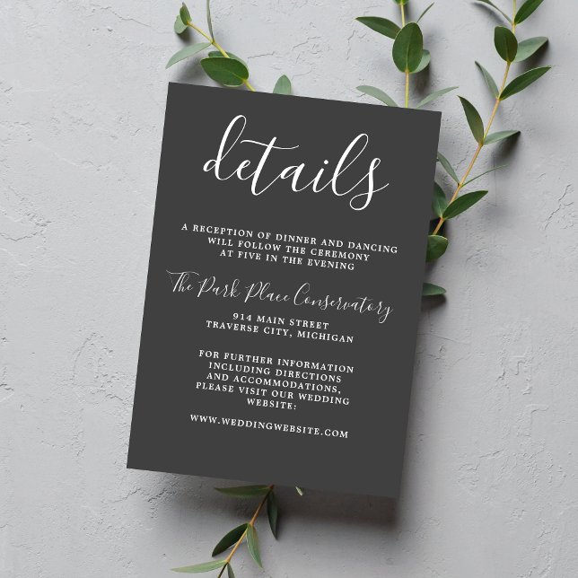 True Simplicity 1 Charcoal Chic Minimalist Wedding Enclosure Card (Creator Uploaded)