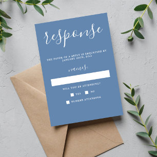True Simplicity 1 Denim Blue Minimal Wedding RSVP