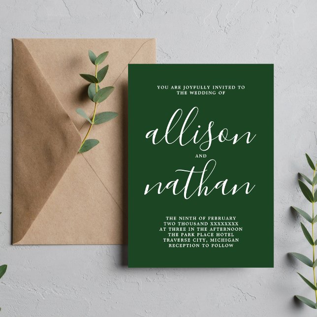 True Simplicity 1 Evergreen Minimalist Wedding Invitation (Creator Uploaded)